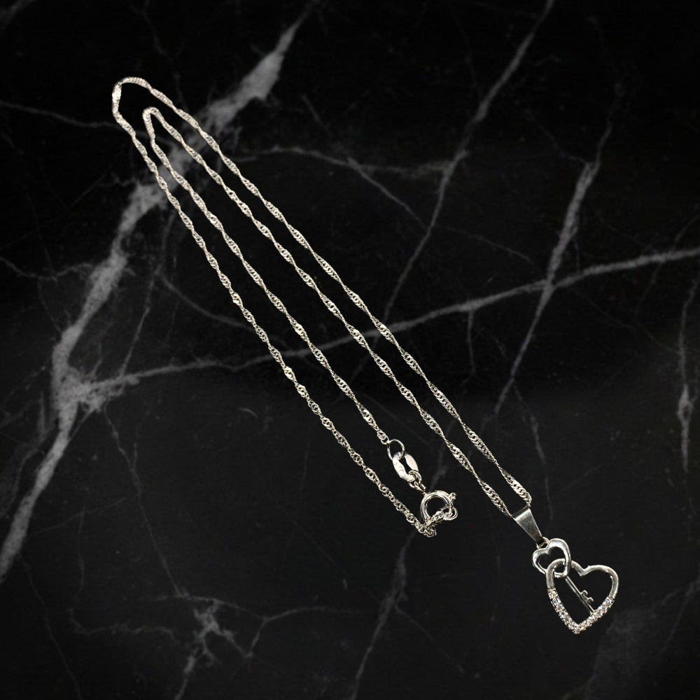 Conjunto Corazón Plata 925 | Aros, Collar, Pulsera